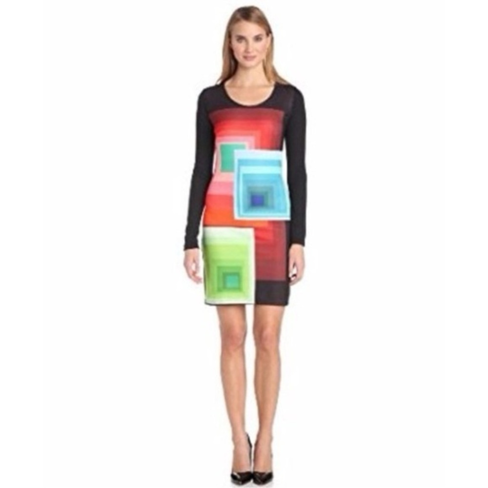 Desigual YMANGA LARGA Jersey Colourblock BodyCon Dress Black/Multi Size L